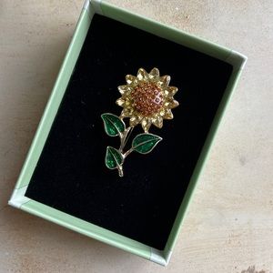 NWOT Crystal Sunflower Brooch Pin